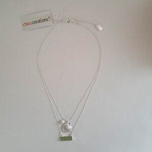 China Creations Chaps Silver Toned Bead Chain Layered Necklace with Charms